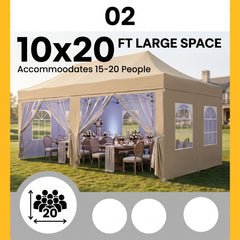 📣【Hot sale】📣10x20Pop up Canopy Tent with 6 sidewalls Commercial Heavy Duty Canopy UPF 50+ All Weather Waterproof Outdoor Wedding Party Tents