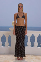 Cyrus Maxi Skirt - Black Polka