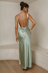 Cassandra Cowl Neck Maxi Dress - Pistachio (PREORDER)