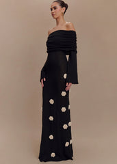 Livette - Shoulder Knit Maxi Dress