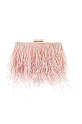 Estelle Feathered Clutch - Blush