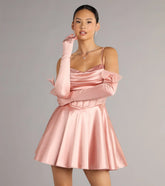 Juliette Satin Corset Short Dress With Gloves