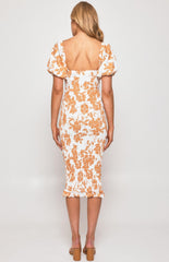 Gia Shirred Midi Dress - Tan