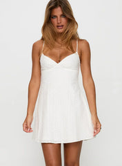 Dearly Embroidered Mini Dress White