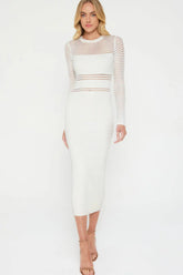 Jessa Crochet Midi Dress - White