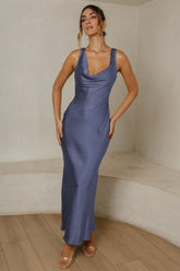 Cassandra Cowl Neck Maxi Dress - Navy