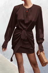 Hallie Mini Dress - Chocolate
