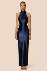 Nookie Mirabella High Neck Maxi Dress - Dark Navy