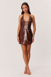 Dalina Mini Dress - Mocha