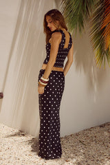 Blaine Maxi Skirt - Black Polka