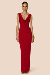 Nookie Crush Drape Maxi Dress - Red