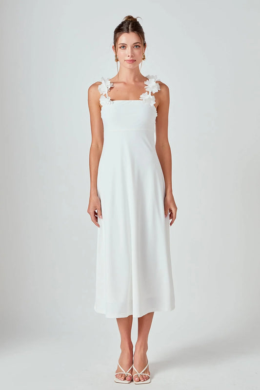 Rosette Shoulder Maxi Dress