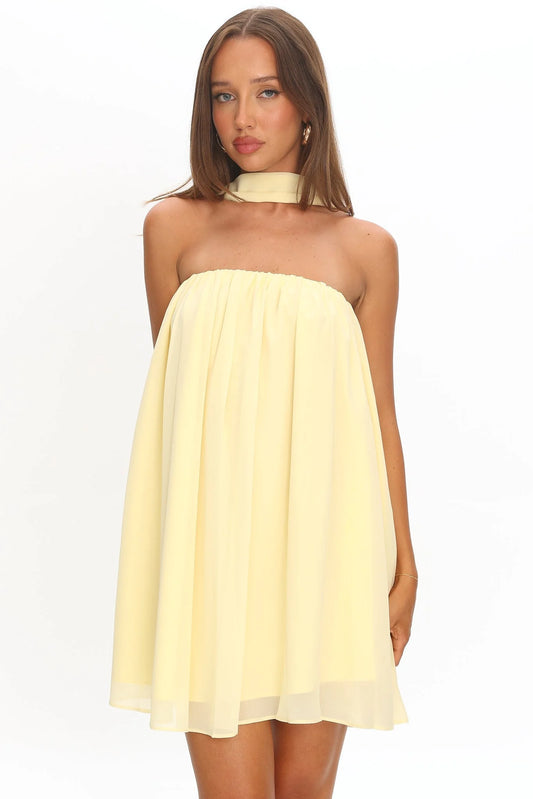 Read The Signs Strapless Mini Dress Butter