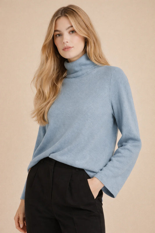 Celeste Turtleneck Sweater - Steel Blue