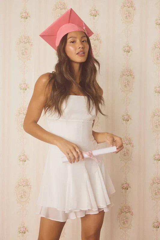 Perfected Sweetness White Pleated Tiered Mini Dress