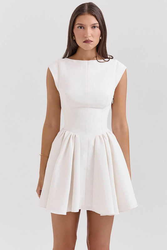 white open back mini dress