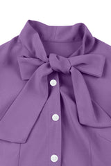 Flare Sleeves Purple Short Dress