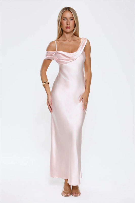 Glamorous Nights Satin Maxi Dress Pink