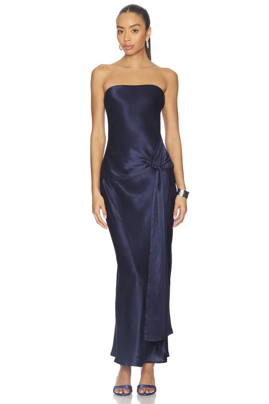 Angie Front Tie Maxi Dress - Navy