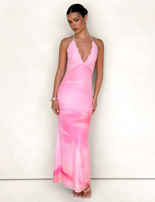 DENAE MAXI DRESS - PINK : FLORAL : PINK BLOSSOM