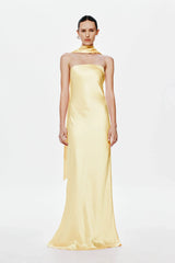 Misha Lilia Satin Gown - Soft Yellow