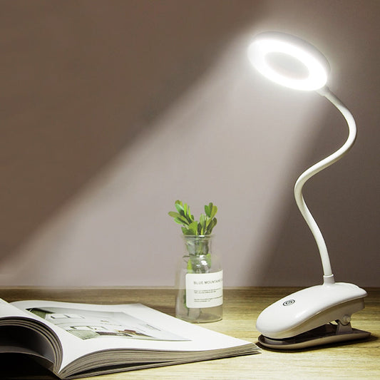 Portable LED Desk Lamp Touch On/Off Switch Eye Protection Clip Table Light 3 Modes Dimmable USB Rechargeable Desk Lights